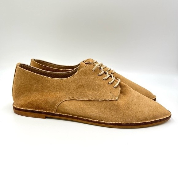 Kaanas Womens Size 10 Fiano Brown Suede Leather Lace Up Flat Oxfords Shoes New